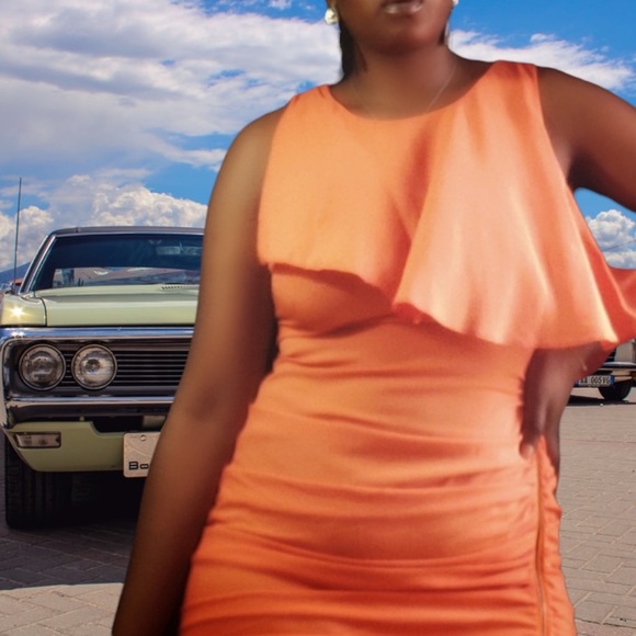 BCBGMAXAZARIA Draped Side Zip Dress - Picture 3 of 8